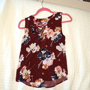 Old Navy Maroon Floral Blouse